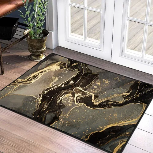 Miniatura 34 de Alfombra abstracta moderna de 2 x 3 pies, alfombra de baño con textura de mármol azul, antideslizante, lavable, alfombra de pelo bajo