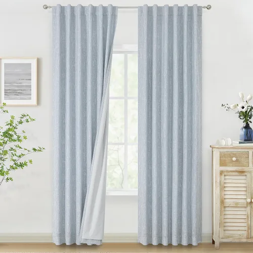 Miniatura 23 de Vision Home Cortinas opacas de color azul cambray de 63 pulgadas para dormitorio, aislamiento térmico, oscurecimiento de la habitación, juego
