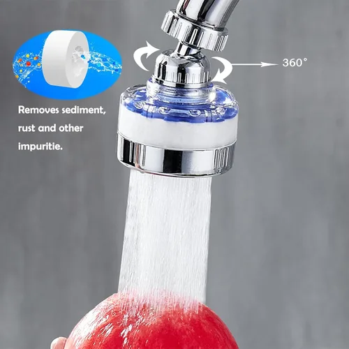 Miniatura 3 de LiXiongBao Purificador de agua giratorio de 360 grados, reducción de cloro, ABS y acero inoxidable, 3 cartuchos de filtro incluidos