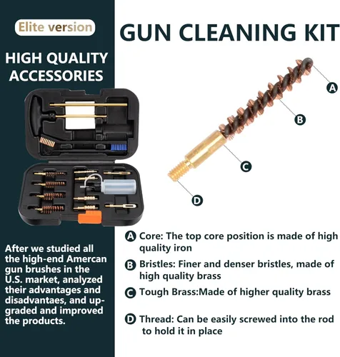 Miniatura 3 de Raiseek Elite Version Kit de limpieza de pistola 0.354 in/.357.22.45.40 Kit de limpieza de pistola y kit de limpieza de pistola Cepillo de latón