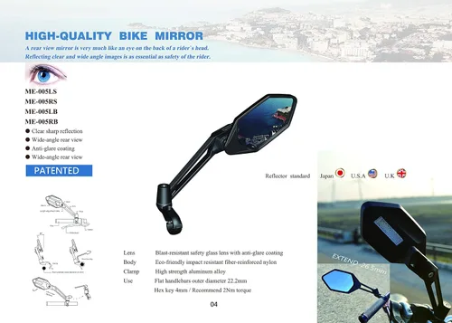 Miniatura 6 de Nuevo lente de vidrio resistente a los arañazos, espejo de bicicleta para manubrio, espejo retrovisor ajustable y seguro, espejo de bicicleta