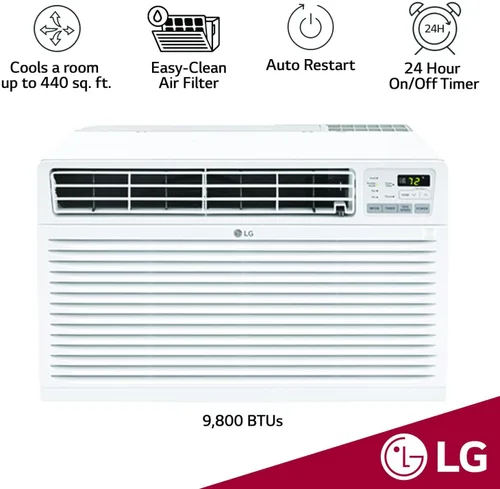 Miniatura 3 de LG Aire acondicionado de pared de 10,000 BTU, 115 V, enfría hasta 440 pies cuadrados para dormitorio, sala de estar, apartamento, con control Blanco
