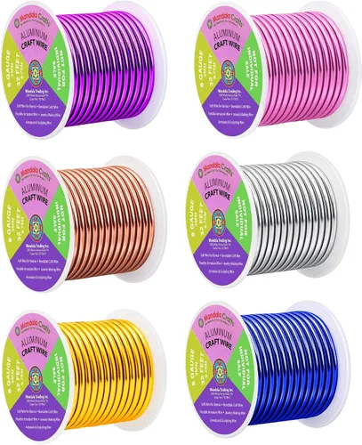 Miniatura 314 de Mandala Crafts - Alambre de aluminio anodizado de 8 calibre para hacer joyas - 9.75 m de alambre flexible negro colorido - Flexible para bonsái