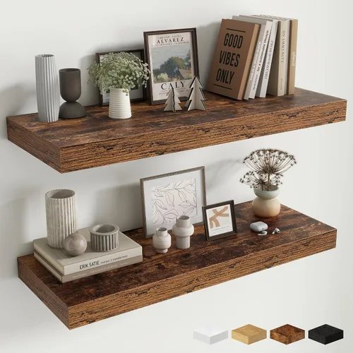 Miniatura 65 de Estantes flotantes de 48 pulgadas para pared, estante de chimenea de 10 pulgadas de profundidad, estantes flotantes de madera para pared, estantes