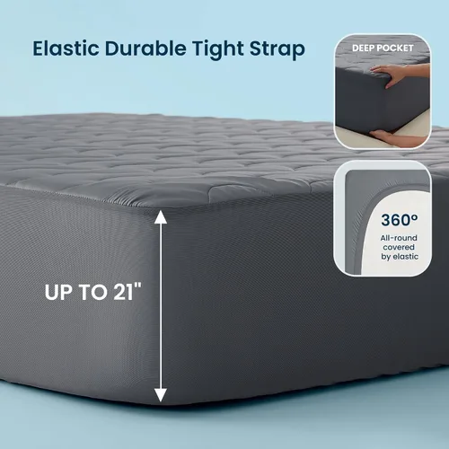 Miniatura 6 de Sleep Zone Protector de colchón refrescante individual, almohadilla de ropa de cama impermeable para personas que duermen con calor, cubrecolchón