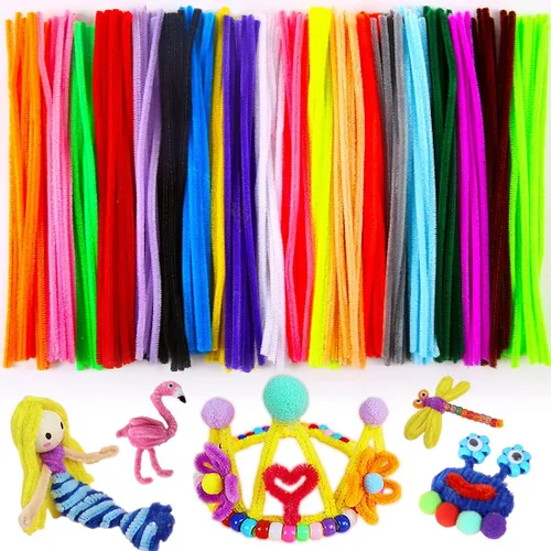 Bundooraking 200 piezas de suministros de limpieza de tuberías, tallos de felpilla de 12 pulgadas en 20 colores, suaves y flexibles para artes y