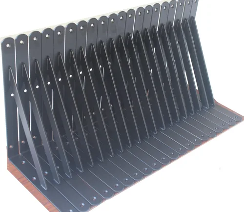 Paquete de 8 soportes de estante resistentes negros de 10 pulgadas de largo x 8 pulgadas de alto con tornillos, soportes de estante de metal,