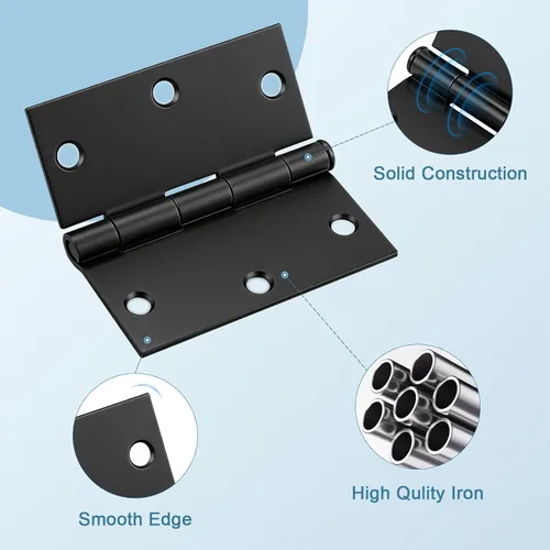 Miniatura 2 de KNOBWELL Paquete de 50 bisagras de puerta negras mate para puertas interiores, bisagras de puerta de 3.5 x 3.5 pulgadas con esquinas cuadradas Negro