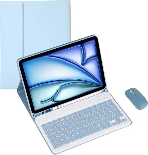 Miniatura 36 de Funda de teclado para tableta Samsung Galaxy Tab A8 X200/X205 de 10.5 pulgadas, cubierta protectora de teclado con soporte multiángulo, borde de Azul