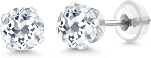 Miniatura 217 de Gem Stone King Aretes solitarios con piedra natal de oro de 14 quilates Redondos de 0.236 in Aretes de oro para mujeres y hombres