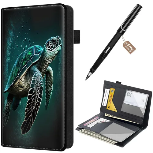 Miniatura 26 de Libreta de pedidos para camarera, cartera de cuero con bolsillo con cremallera oculta, soporte para bolígrafos, lindo organizador para camarera