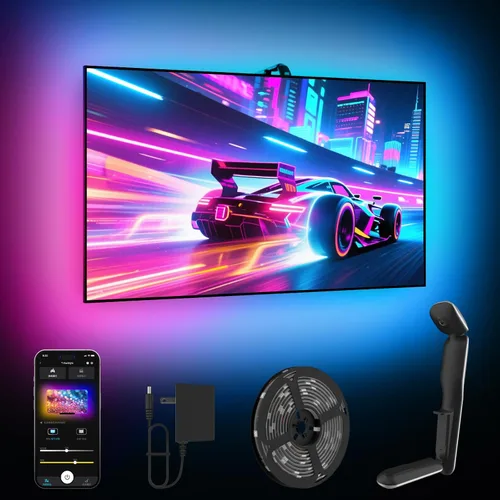Miniatura 8 de GIPOYENT Retroiluminación LED para TV con cámara, luces de sincronización de pantalla RGBIC de 10.5 pies para televisores y monitores de PC de 32 a