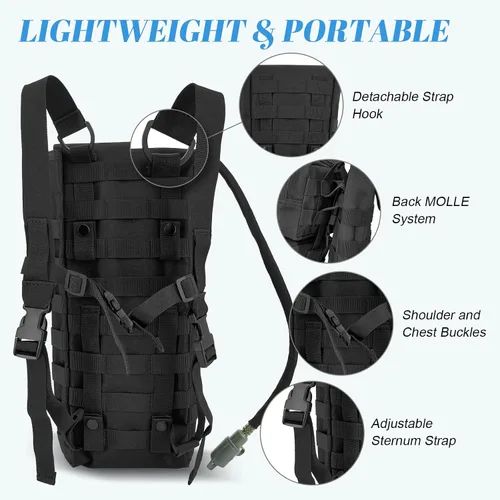 Miniatura 5 de Tactical MOLLE Hydration Pack Carrier Backpack with 3L Water Bladder for Outdoor Sports