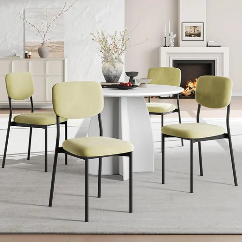 Miniatura 12 de Einhomn Juego de sillas de comedor tapizadas, modernas sillas de comedor apilables con respaldo de terciopelo suave, sillas de cocina con patas