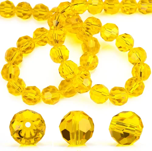 Miniatura 28 de Dowarm 100 cuentas redondas de cristal de 0.315 pulgadas para la fabricación de joyas, cuentas de cristal Rondelle facetadas para manualidades