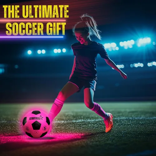 Miniatura 2 de Pelota de fútbol que brilla en la oscuridad Regalo deportivo para niñas de 6 a 15 años Pelota LED iluminada con 3 baterías extra y bomba