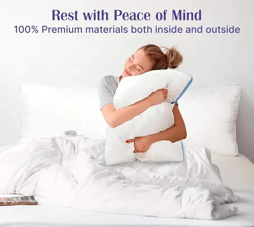 Miniatura 7 de ROYALE LINENS Juego de 2 almohadas de tamaño estándar, almohada de cama para dormir, almohada refrescante para dormir de espalda, estómago