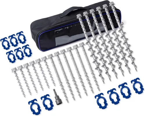 Miniatura 8 de Homeon Wheels - 12 piezas anclajes de suelo para campamento, tornillos de aluminio, metal resistente, no se oxida, anclajes fundidos para tienda