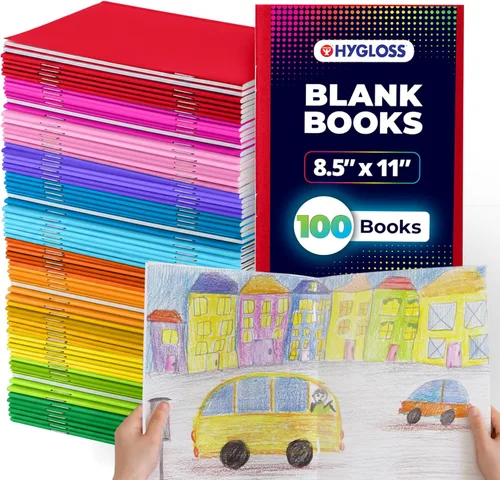 Miniatura 19 de Hygloss Libros en Blanco - Paquete de 10 unidades – 8.5" x 11" A4 Varios Colores – Libros en Blanco de Tapa Blanda para Niños para Escribir