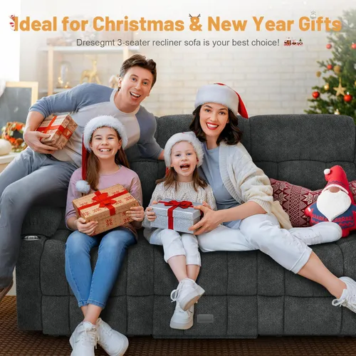 Miniatura 8 de Dresegmt Juego de sofá reclinable loveseat, diseño de respaldo medio abatible, sofá reclinable de 3 plazas y 2 sillas reclinables individuales