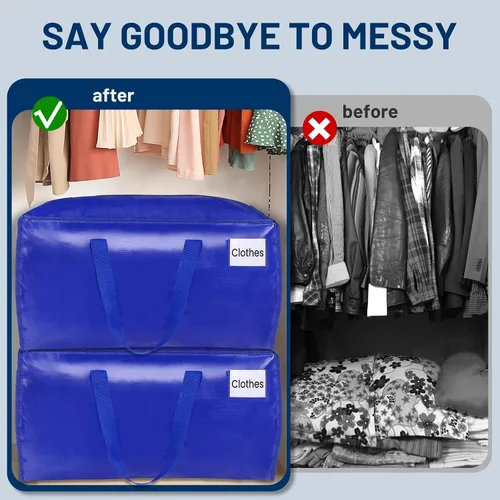 Miniatura 5 de BlissTotes Bolsas de mudanza, suministros de mudanza resistentes y bolsas de almacenamiento, bolsas de embalaje extragrandes, cajas con bolsillos