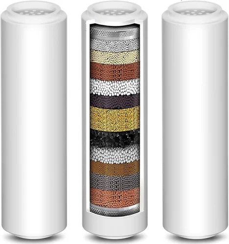 Filtro de ducha de repuesto para cabezal de ducha de mano, paquete de 3 filtros de 15 etapas para agua dura, elimina cloro y sustancias nocivas,