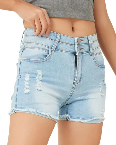 Miniatura 4 de PHOENISING - Shorts elásticos de mezclilla para mujer talla 2 a 16
