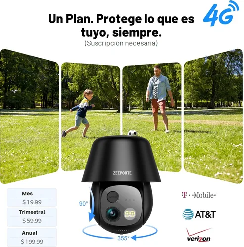 Miniatura 7 de Cámaras de seguridad solar celular 4G LTE inalámbricas para exteriores, sin WiFi Ultra Cámara de panel solar, grabación 24/7, visión nocturna a