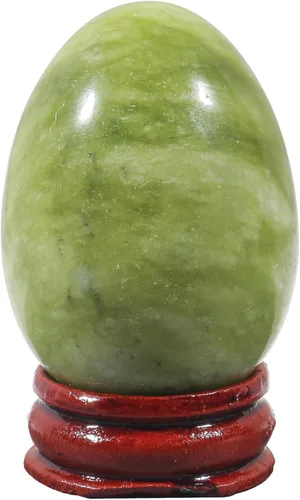 Miniatura 5 de Fekuar Figura de huevo de piedra, cristal curativo pulido, escultura de esfera con soporte de madera, obsidiana negra natural, 1.8 pulgadas