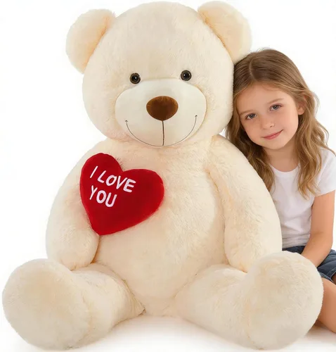 Miniatura 14 de BENINY Osos de peluche grandes en forma de corazón rojo, osos de peluche negros con bordado "Te quiero" para novia, osos de peluche grandes