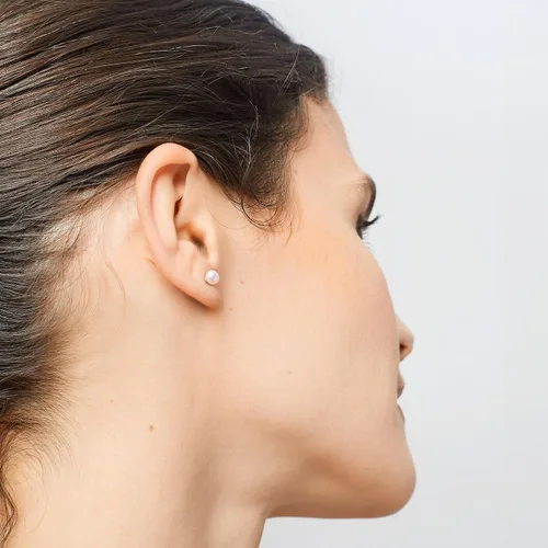 Miniatura 5 de Aretes de perlas para mujeres y niñas. Perlas cultivadas en agua dulce con forma de botón Secret & You Soportes de plata de ley 925 Disponible