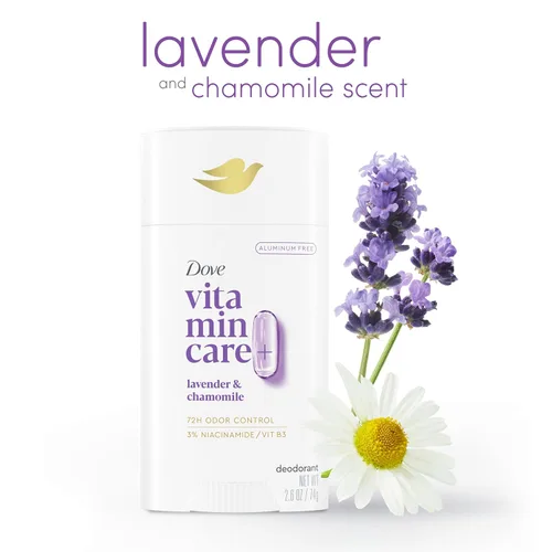 Miniatura 3 de Dove VitaminCare+ Desodorante en barra sin aluminio para protección de olores 72H Desodorante transpirable lavanda y manzanilla para mujeres, 2.6