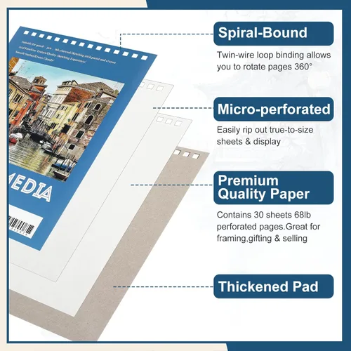 Miniatura 4 de Jexine 20 cuadernos de bocetos encuadernados en espiral superior de 5.5 x 8.5 pulgadas, 30 hojas cada una (68 libras/3.53 oz/m²), bloc de dibujo