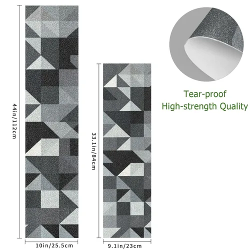 Miniatura 2 de Abstracto Negro Gris Geométrico Skateboard Grip Tape 33x9inch Papel de lija Longboard Scooter Griptape Diseño antideslizante y anti-desgarro
