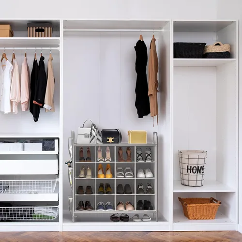 Miniatura 5 de Simple Houseware - Organizador de zapatero con cubículo de 4 niveles y 16 cubos, color gris