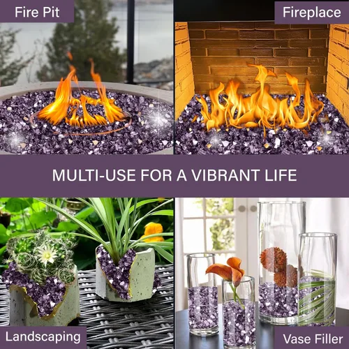 Miniatura 236 de NUPICK Vidrio de Fuego de 5 Libras, Vidrio Brillante para Fogata de 1/2 Pulgada, Roca de Vidrio Templado para Fogata para Propano o Gas Natural