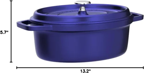 Miniatura 2 de Staub La Cocotte Oval 40510-269 Pico Cocotte Grand Blue - Maceta ovalada de hierro fundido de 10.6 in, compatible con inducción