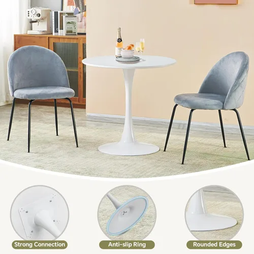 Miniatura 6 de Mesa de comedor redonda de tulipán blanco de 27.5 pulgadas para espacio pequeño, mesa de cocina moderna con base de pedestal para 2-4 personas