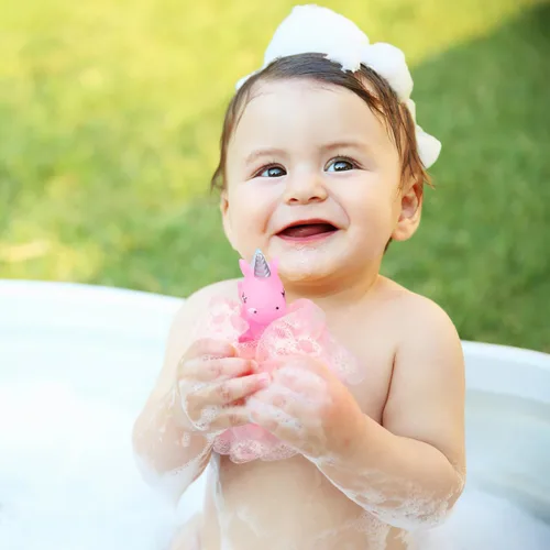 Miniatura 7 de Esponja de baño para niños, 2 piezas: esponja corporal – Puf de ducha de unicornio para limpieza profunda exfoliante corporal exfoliante para lavar