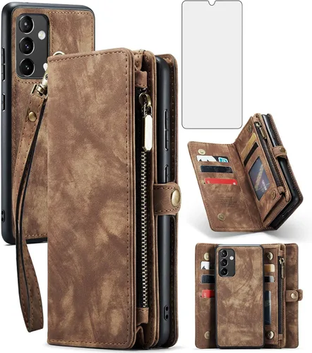 Miniatura 8 de Asuwish Funda de teléfono para Samsung Galaxy A54 5G con cremallera, funda desmontable con protector de pantalla de vidrio templado y tarjetero