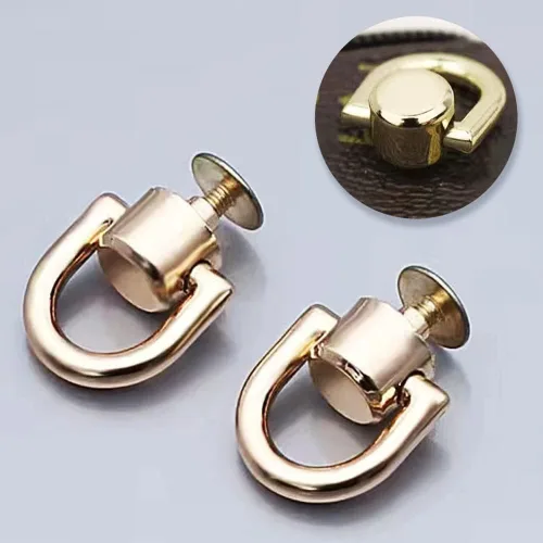 Miniatura 6 de Anillos en D para accesorios de bolso para hacer bolsas, 8 anillos en D de metal y tornillos, anillos en D giratorios de 360 grados para bolso
