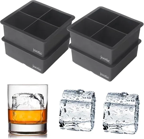 Miniatura 8 de Bandejas grandes para cubitos de hielo de silicona (2.5 pulgadas), moldes grandes para hacer 4 cubitos de hielo gigantes para whisky