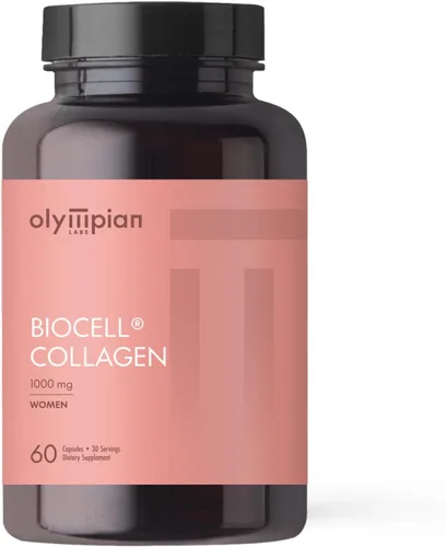 Olympian Labs Biocell Collagen mejora la hidratación de la piel, reduce las líneas finas y arrugas, apoya la comodidad y la movilidad de las