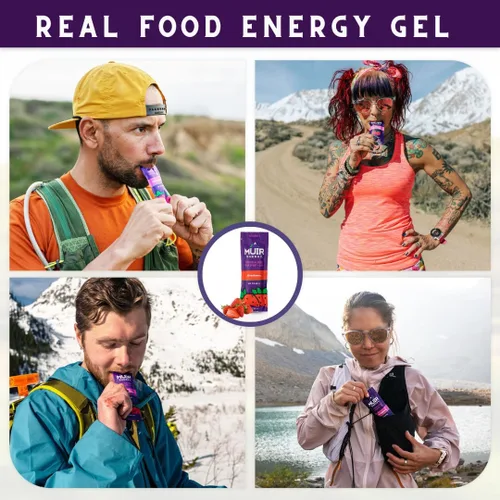 Miniatura 6 de MUIR Strawberry Real Food Energy Gel - 10 unidades Gel orgánico vegano de resistencia sin gluten sin gluten de combustión rápida Energía limpia