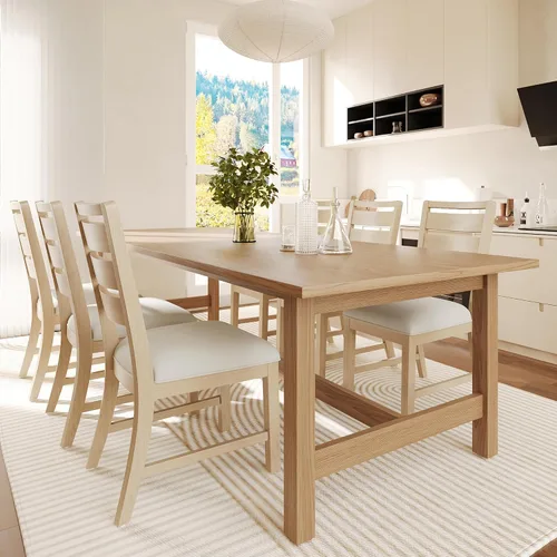 Miniatura 14 de COLAMY Juego de 2 sillas de comedor de madera, sillas de comedor tapizadas de granja con cojín de 3.5 pulgadas de grosor, sillas de cocina FSC