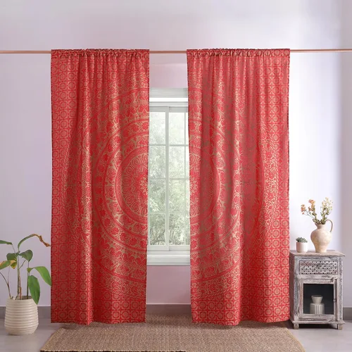 Miniatura 12 de Popular Handicrafts - Cortinas de ventana de cocina con diseño de mandala hippie indio, Elefante Bohemio, hermosas cortinas para dormitorio, sala