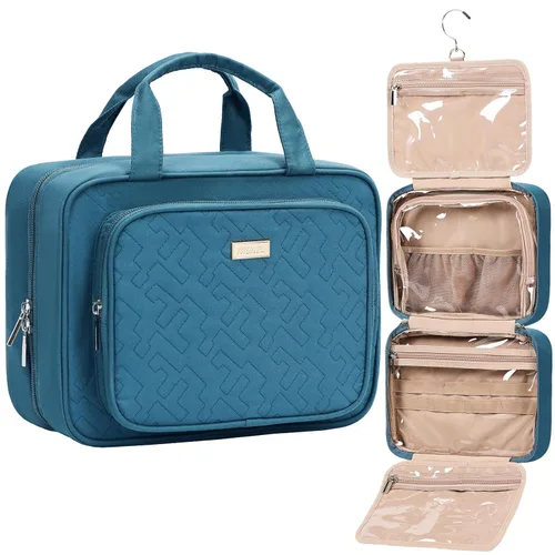 Miniatura 18 de NISHEL Neceser de viaje para mujer, organizador de artículos esenciales de maquillaje, estuche colgante para accesorios, cosméticos, Egeo-azul, M