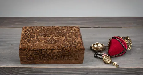 Miniatura 30 de Gran regalo de cumpleaños y inauguración de la casa, joyero de madera decorativo hecho a mano con talla del árbol de la vida, organizador, recuerdo