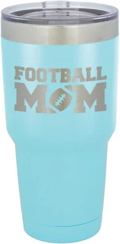 Miniatura 15 de FOOTBALL MOM - Vaso negro de 30 onzas con popote y tapa superior deslizante Taza de viaje de acero inoxidable Comparar con Yeti Rambler
