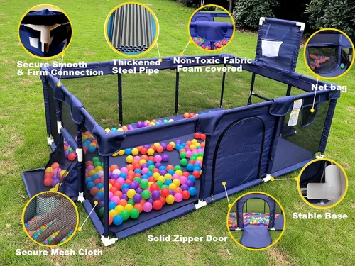 Miniatura 3 de Gaorui Pozo grande de pelotas para bebés para niños – Corralito portátil para interiores y exteriores, para niños pequeños, juegos de seguridad
